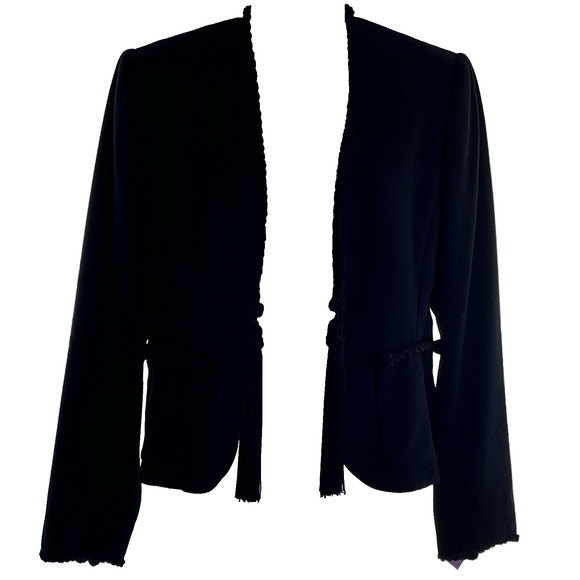 Carlisle Women Evening Jacket SZ 6 Wool Tassels Formal Classic Luxury Statement - Picture 1 of 14